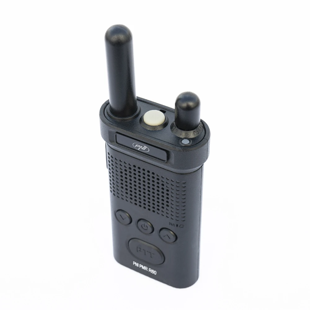 Nešiojama radijo stotelė PNI PMR R60 446MHz, 0.5W, 16 programuojamų kanalų, 16 PMR ir 50 CTCSS tonų bei 104 DCS, nuskaitymas, klaviatūros užraktas, SOS, monitorius, 1200mAh baterija