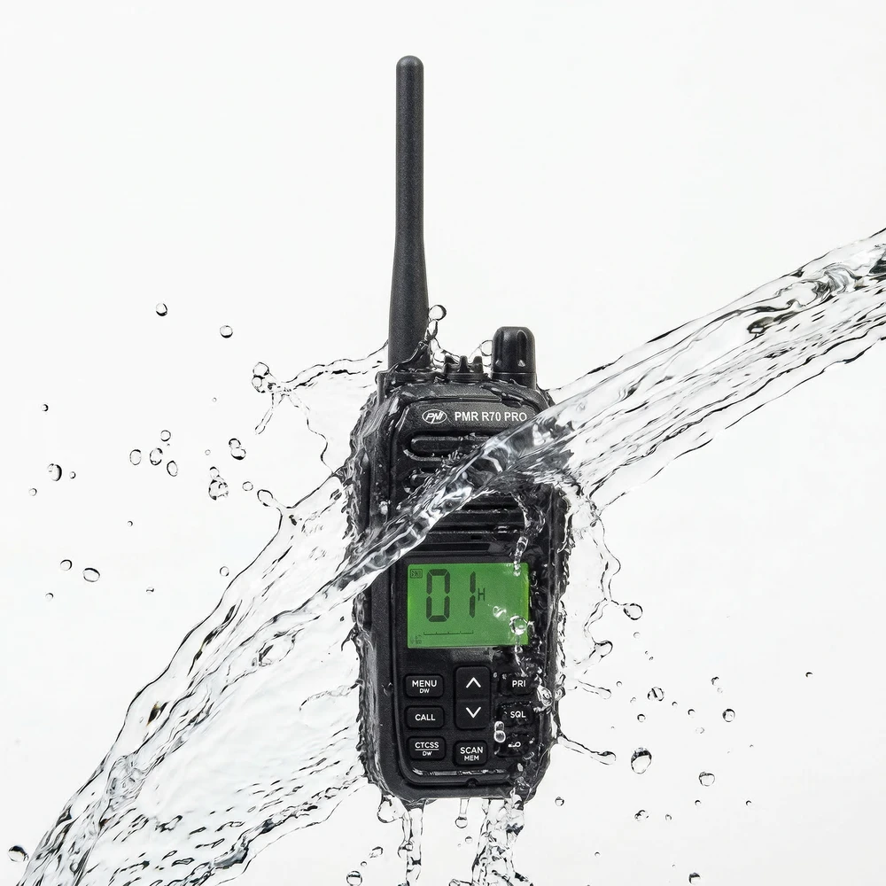 Nešiojama radijo stotelė PNI PMR R70 PRO 446MHz, 0.5W, 99 kanalai, 16 PMR ir 50 CTCSS bei 104 DCS tonai, IP67