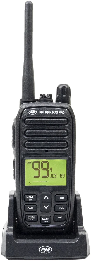Nešiojama radijo stotelė PNI PMR R70 PRO 446MHz, 0.5W, 99 kanalai, 16 PMR ir 50 CTCSS bei 104 DCS tonai, IP67