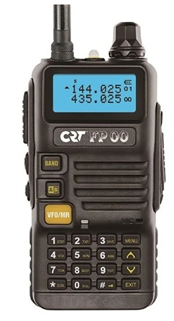 Nešiojama VHF / UHF radijo stotelė CRT FP00 dviejų dažnių juostų 136-174 ir 400-440 MHz, spalva juoda, VOX, 128 kanalai, nuskaitymas (Scan), programuojama, žibintuvėlis, FM radijas, TOT, retransliatorius