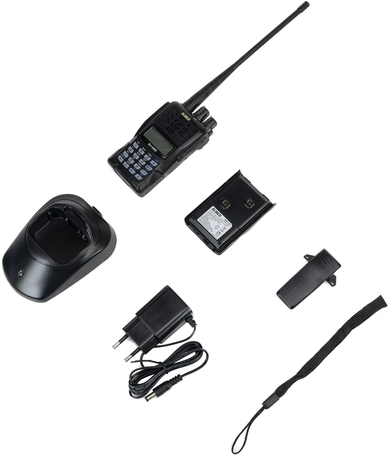 Nešiojama VHF/UHF radijo stotelė PNI Alinco DJ-500-E, reguliuojama galia, 200 kanalų, 1500mAh, Talk Around, VOX, TOT, CTCSS, DCS, FM radijas
