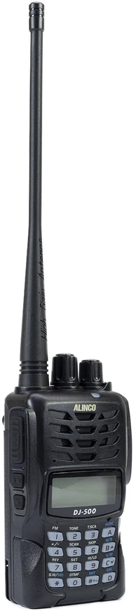 Nešiojama VHF/UHF radijo stotelė PNI Alinco DJ-500-E, reguliuojama galia, 200 kanalų, 1500mAh, Talk Around, VOX, TOT, CTCSS, DCS, FM radijas