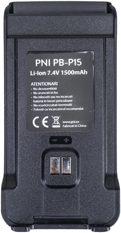 Nešiojama VHF / UHF radijo stotelė PNI P15UV dviejų dažnių, 144-146MHz / 430-440Mhz, 999 kanalų, su 1500 mAh baterija