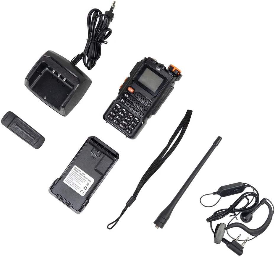 Nešiojama VHF/UHF radijo stotelė PNI P16UV, 999 kanalai, dviejų dažnių juostų TX ir 6 juostų RX, VOX perdavimas, nuskaitymas (Scan), FM radijas, orų kanalai, Li-Ion 2600 mAh