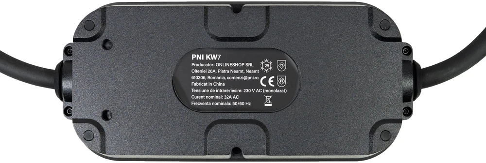 Nešiojamas įkroviklis PNI KW7 32A, 7.4KW elektromobiliams 230V, vienfazis, Type 2 jungtis, atsparus vandeniui