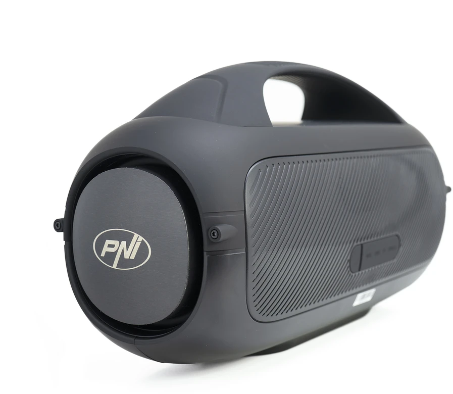 Nešiojamasis garsiakalbis PNI FunBox BT600, su Bluetooth, 65W, MP3 grotuvas, kortelių skaitytuvas, USB, belaidis mikrofonas, 4400mAh baterija, IPX4