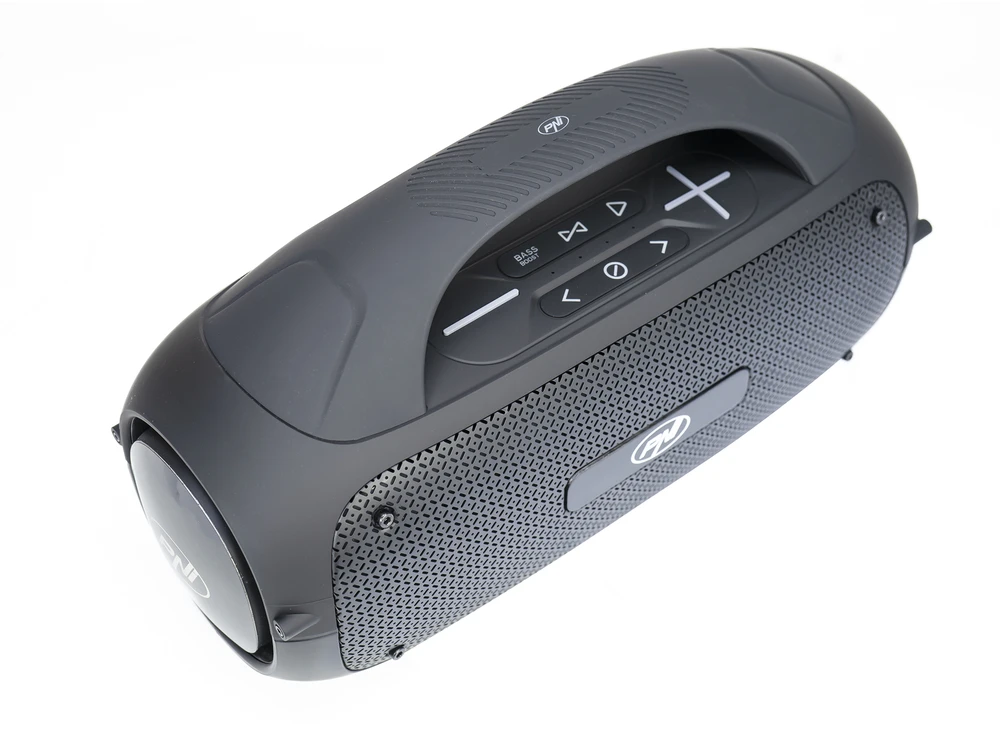 Nešiojamasis garsiakalbis PNI FunBox BT600, su Bluetooth, 65W, MP3 grotuvas, kortelių skaitytuvas, USB, belaidis mikrofonas, 4400mAh baterija, IPX4