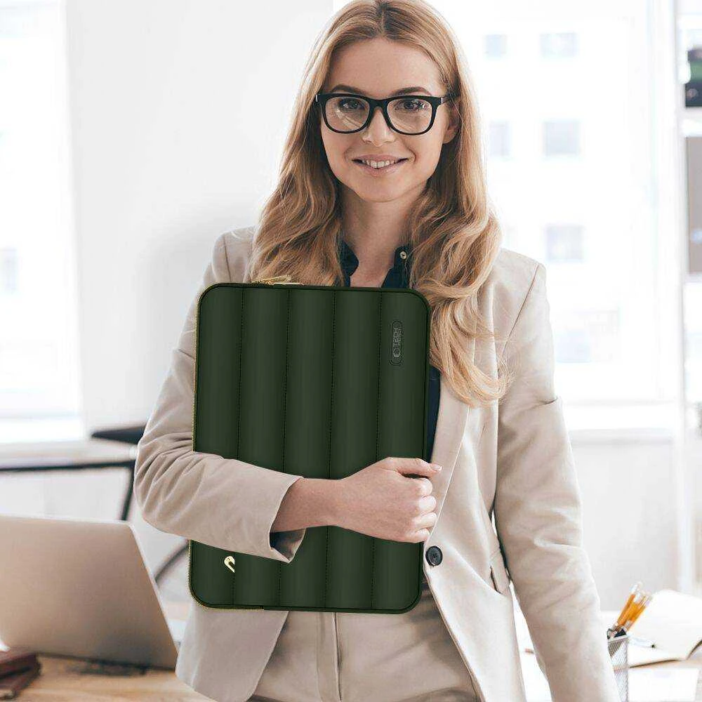 Nešiojamo kompiuterio dėklas 15″ – 16″ Tech-Protect Puffy Army Žalias