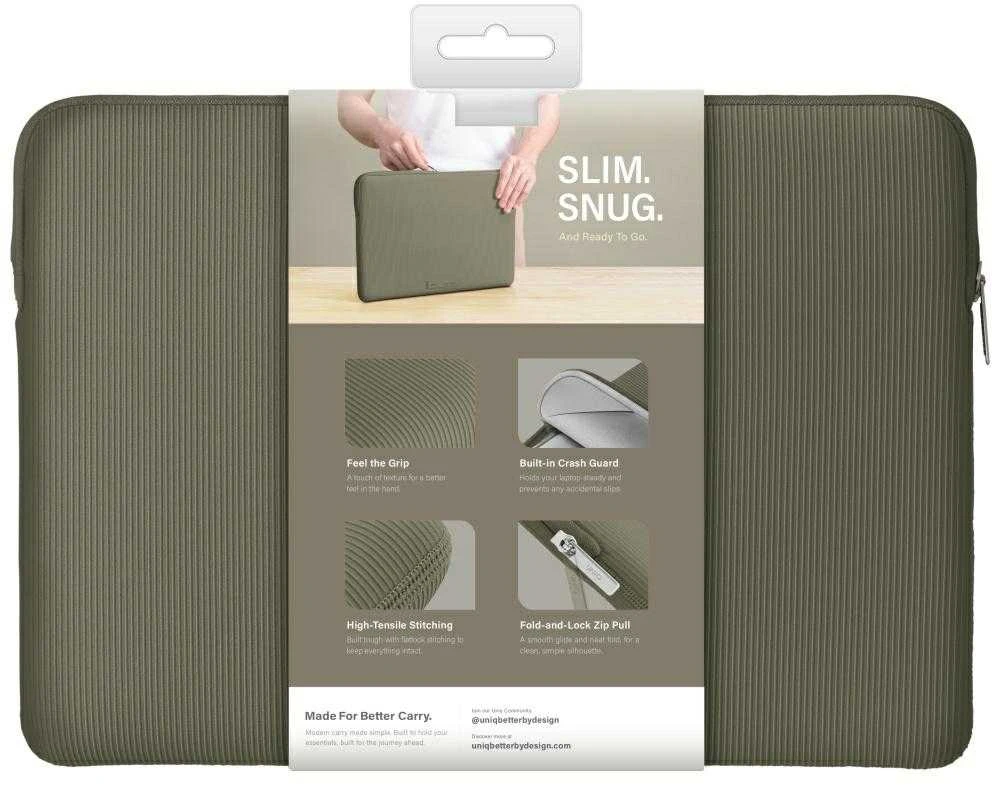 Nešiojamas kompiuteris Sleeve UNIQ Cyprus Ridge Edition 14″ waterproof neoprene žalias