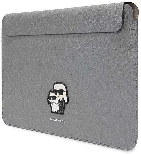 Karl Lagerfeld Dėklas kompiuteriui KLCS16SAKCPMG 16″ sidabro spalvos Saffiano Karl&Choupette