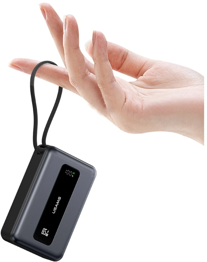 Išorinė baterija USAMS XH Series CD243 20000mAh 65W tamsiai pilka