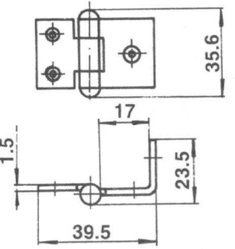 None Nežinomas Baldų lankstas F2-38, 42 x 30 x 1 mm
