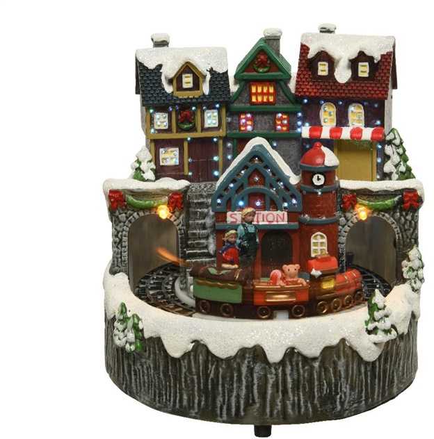 Nežinomas Christmas decoration "House" with LED lighting. 15 cm