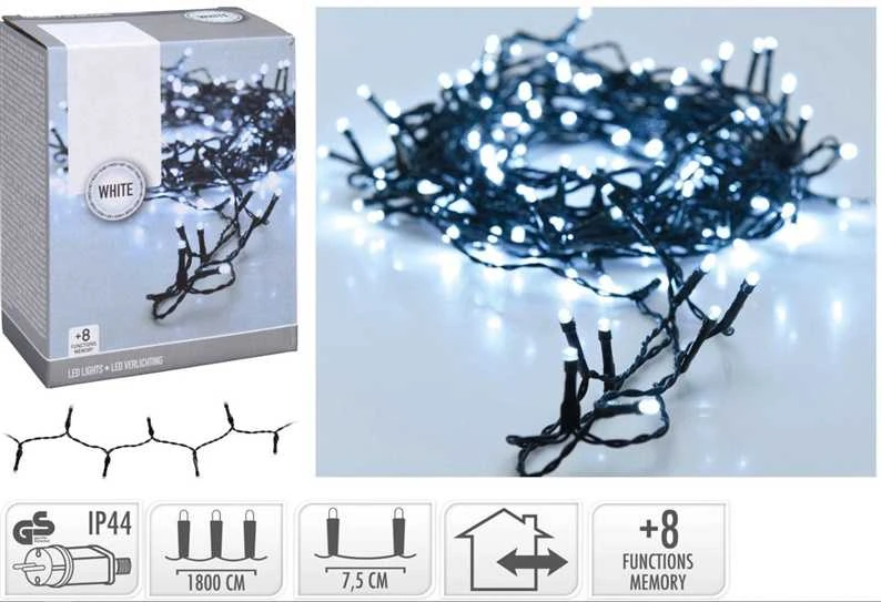 Christmas Decoration KALĖDINĖS LEMPUTĖS ŠVIESOS GIRLIANDA 240 LED LAIKMATIS ŠALTA BALTA 809993