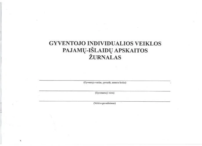 Nežinomas Gyventojų individualios veiklos pajamų-išlaidų apskaitos žurnalas, A4 (24) 0720-064