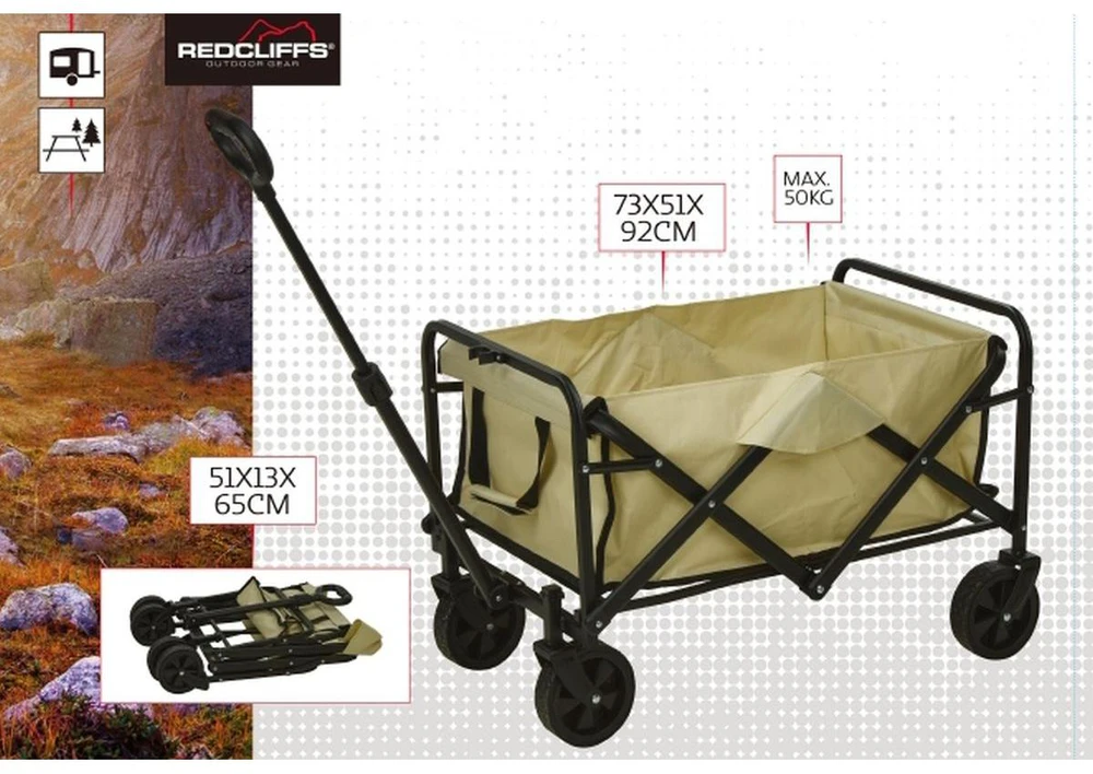 Dymo SULANKSTOMAS TURISTINIS PAPLŪDIMIO VEŽIMĖLIS 71X50X48CM SU RANKENA REDCLIFFS 940313
