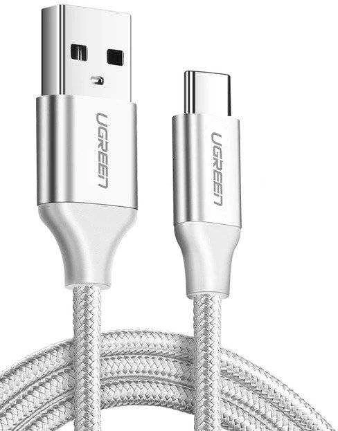 UGREEN nikeliu dengtas USB-C kabelis QC3.0 1m