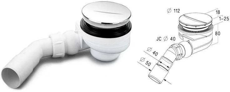 Nicoll Sifonas dušo padėklui PAA Turboflow D 90MM, 54l/min, E1882/22