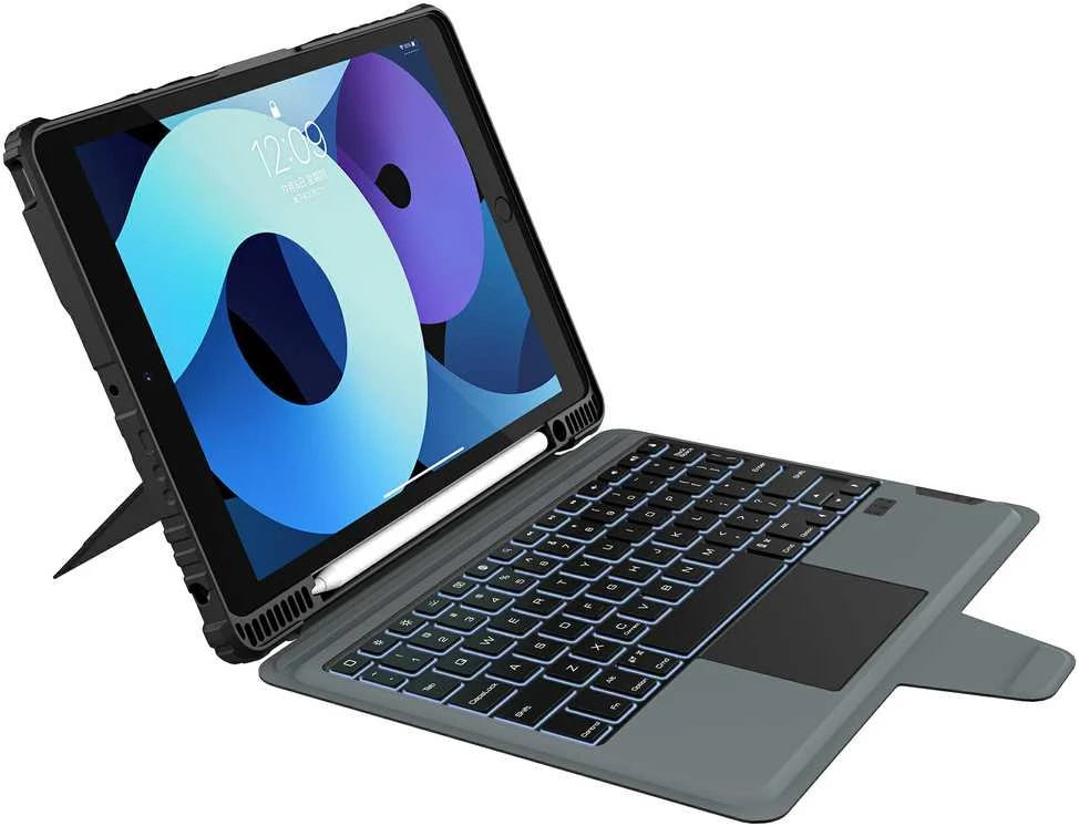 Nillkin Bumper Combo Keyboard dėklas (Backlit Version) skirtas Appl iPad 10.2 2019/2020/2021 juodos spalvos