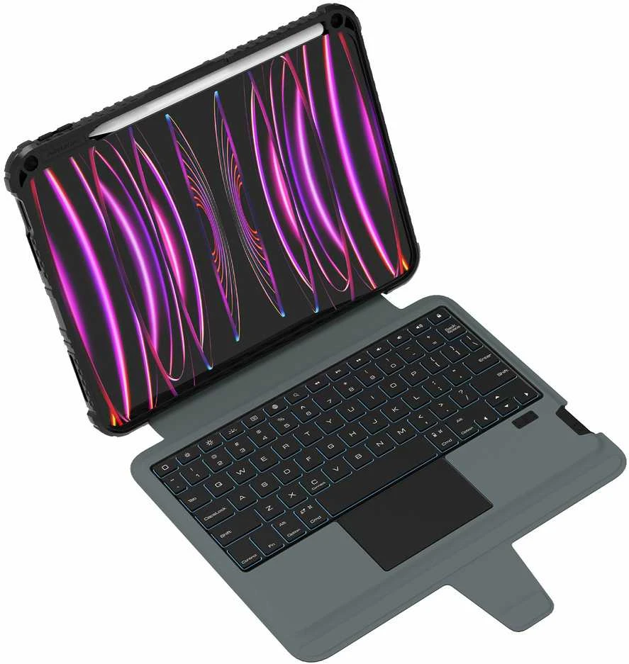 Nillkin Bumper Link Keyboard dėklas (Backlit Version) for iPad 10.9 2022/11 2025 Juodas