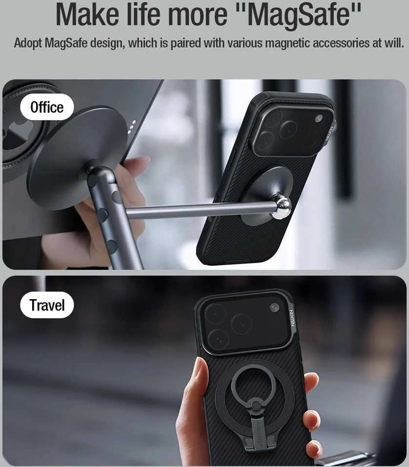 Nillkin CamShield Prop Magnetic dėklas skirtas Apple iPhone 17 Pro juodos spalvos