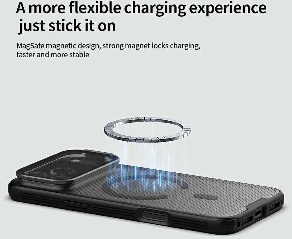 Nillkin CamShield Prop Magnetic dėklas skirtas Apple iPhone 17 Pro Max skaidrus juodos spalvos