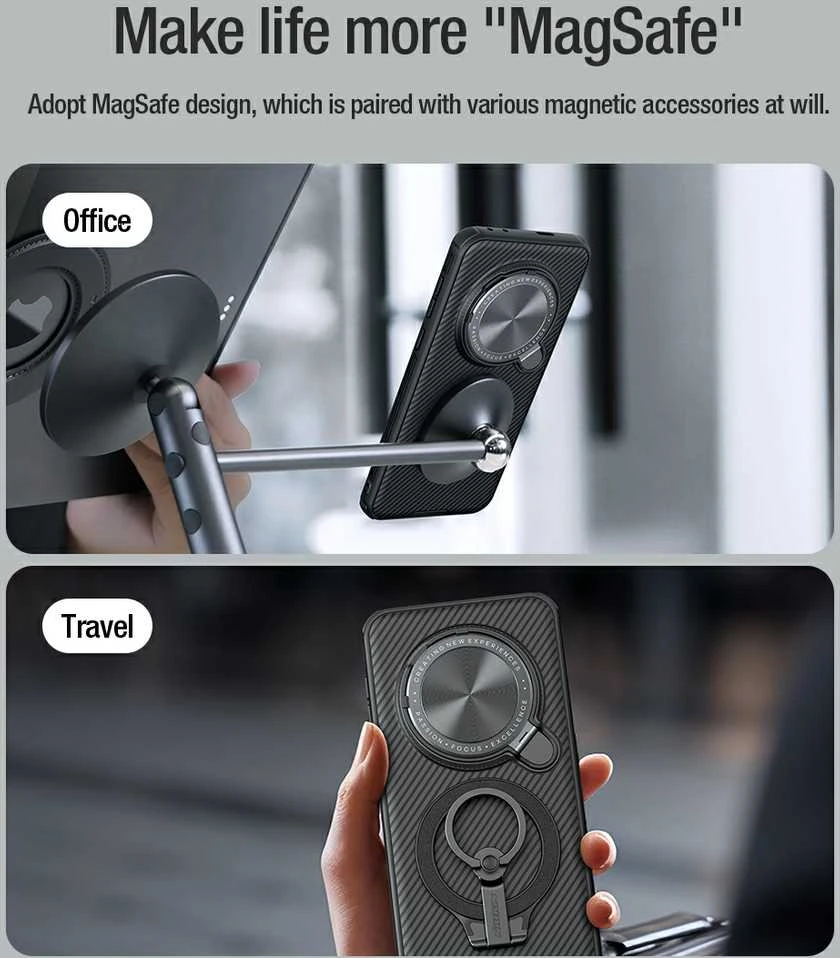 Nillkin CamShield Prop Magnetic Honor Magic7 Pro dėklas telefonui juodos spalvos