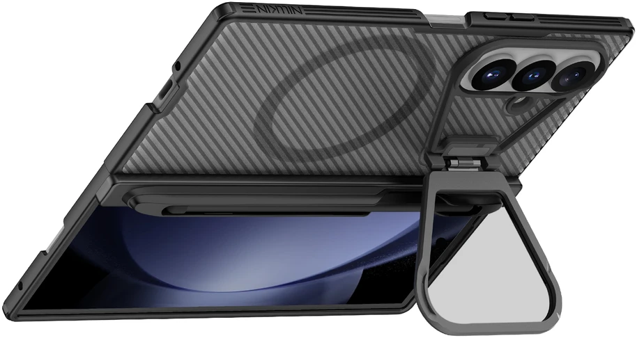 Nillkin CamShield Prop Magnetic Pen Slot (skaidrus Lens) dėklas skirtas Samsung Galaxy Z Fold 8 Ultra skaidrus juodos spalvos