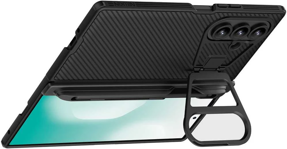 Nillkin CamShield Prop Magnetic Pen Slot (Transparent Lens) dėklas skirtas Samsung Galaxy Z Fold 7 juodos spalvos