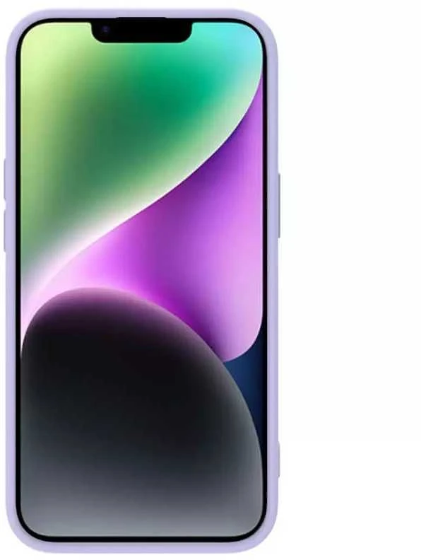 Dėklas Nillkin CamShield Silky Silicone Apple iPhone 15 Plus šviesiai violetinis