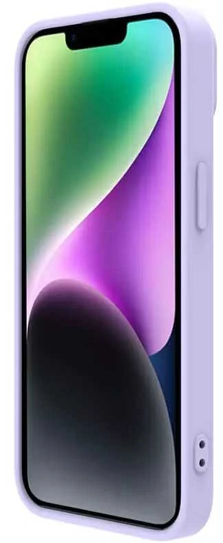 Dėklas Nillkin CamShield Silky Silicone Apple iPhone 15 Plus šviesiai violetinis