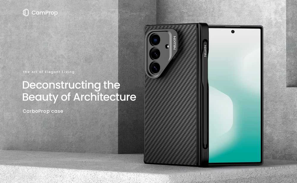 Nillkin CarboProp Aramid Magnetic Pen Slot dėklas skirtas Samsung Galaxy Z Fold 7 juodos spalvos