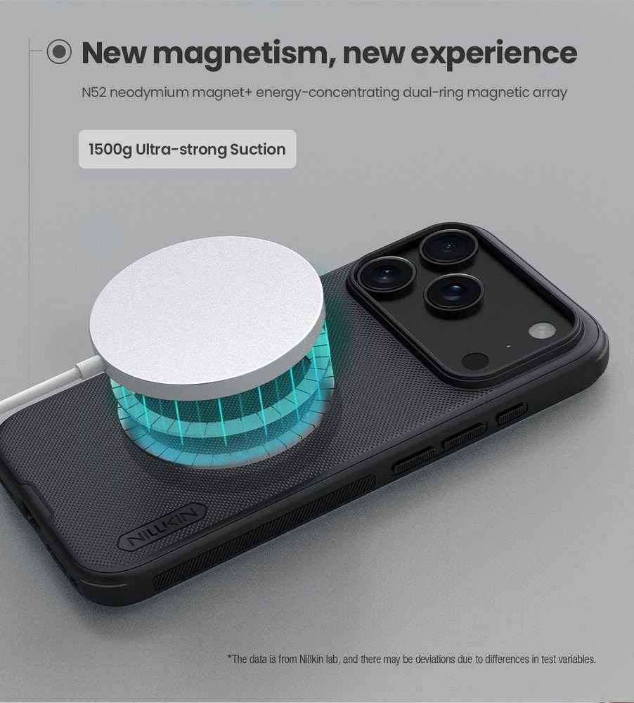 Nillkin Super Frosted PRO Magnetic Back dėklas skirtas Apple iPhone 17 Pro juodos spalvos