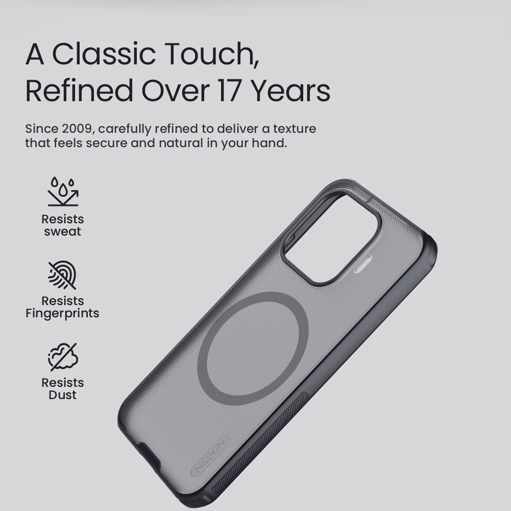 Nillkin Super Frosted PRO Magnetic Back Dėklas Xiaomi 17T skaidrus juodos spalvos