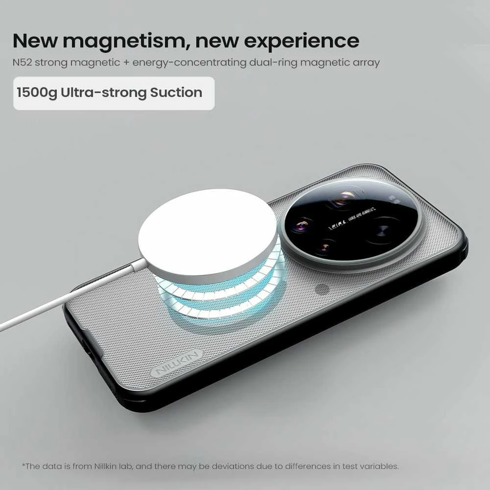 Nillkin Super Frosted PRO Magnetic Back dėklas skirtas Xiaomi 17 Ultra skaidrus juodos spalvos