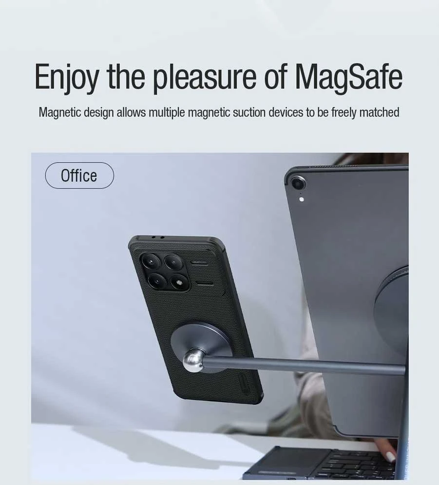 Nillkin Super Frosted PRO Magnetic Poco F6 Pro dėklas telefonui juodos spalvos