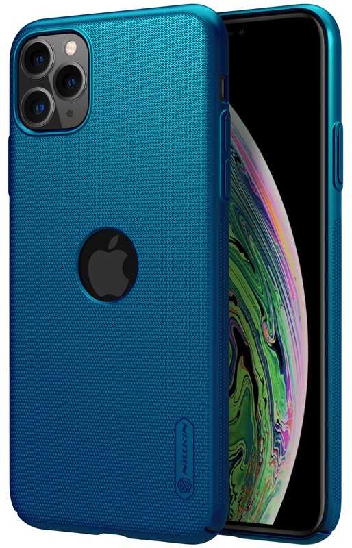 Nillkin Super Frosted Shield - dėklas skirtas Apple iPhone 11 Pro Max su wycięciem na logo Peacock Mėlyna