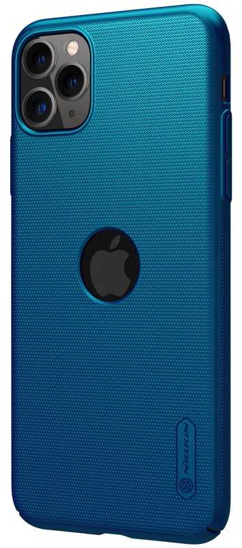Nillkin Super Frosted Shield - dėklas skirtas Apple iPhone 11 Pro Max su wycięciem na logo Peacock Mėlyna