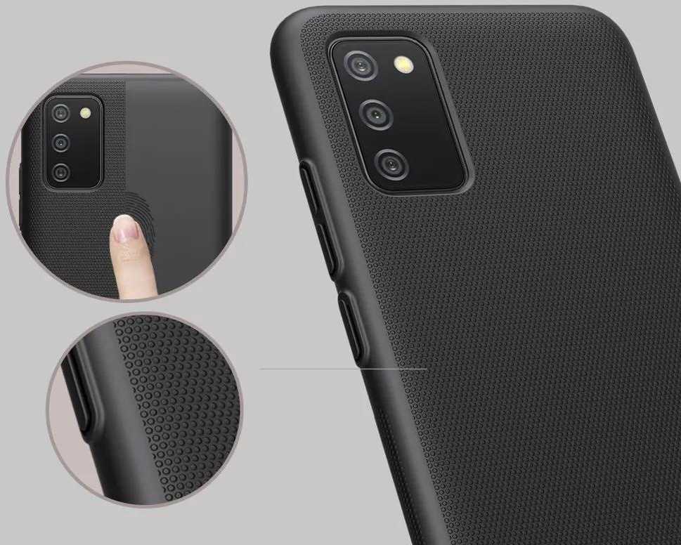Dėklas Nillkin Super Frosted Shield reinskirtasced case cover skirtas Samsung Galaxy A02s EU juodos spalvos