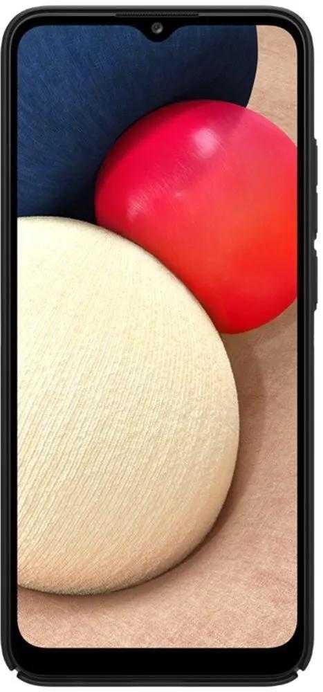 Dėklas Nillkin Super Frosted Shield reinskirtasced case cover skirtas Samsung Galaxy A02s EU juodos spalvos