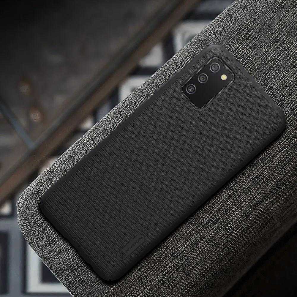 Dėklas Nillkin Super Frosted Shield reinskirtasced case cover skirtas Samsung Galaxy A02s EU juodos spalvos