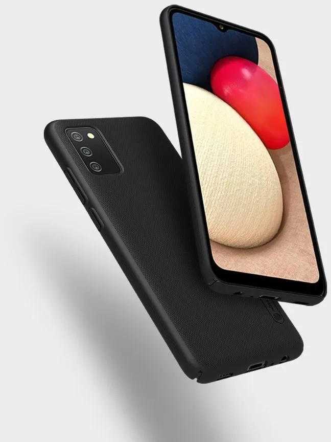 Dėklas Nillkin Super Frosted Shield reinskirtasced case cover skirtas Samsung Galaxy A02s EU juodos spalvos