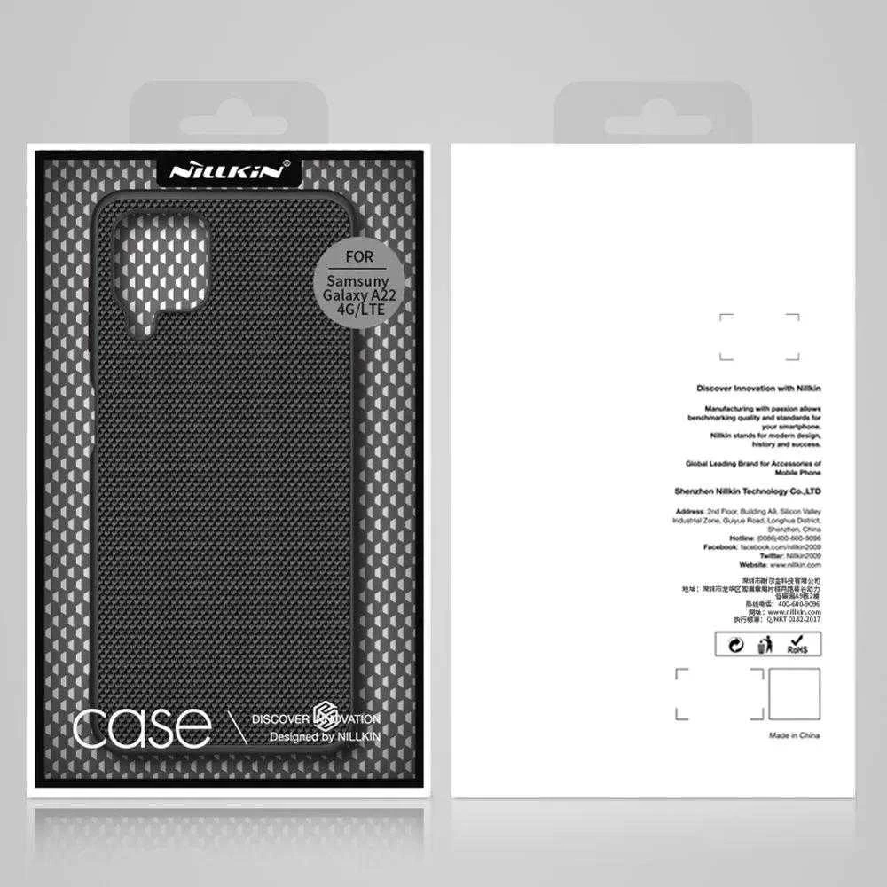 Nillkin Textured durable reinforced with gel frame and nylon back Samsung Galaxy A22 4G dėklas telefonui juodos spalvos