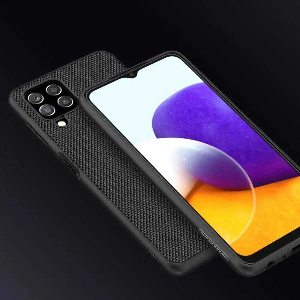 Nillkin Textured durable reinforced with gel frame and nylon back Samsung Galaxy A22 4G dėklas telefonui juodos spalvos