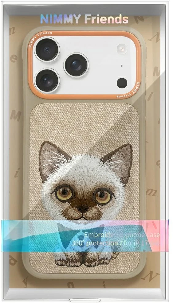 Nimmy Big Eyed Pet 2.0 Cat Dėklas Apple iPhone 17 Pro Max rusvai gelsvas