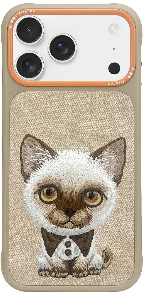 Nimmy Big Eyed Pet 2.0 Cat Dėklas Apple iPhone 17 Pro Max rusvai gelsvas