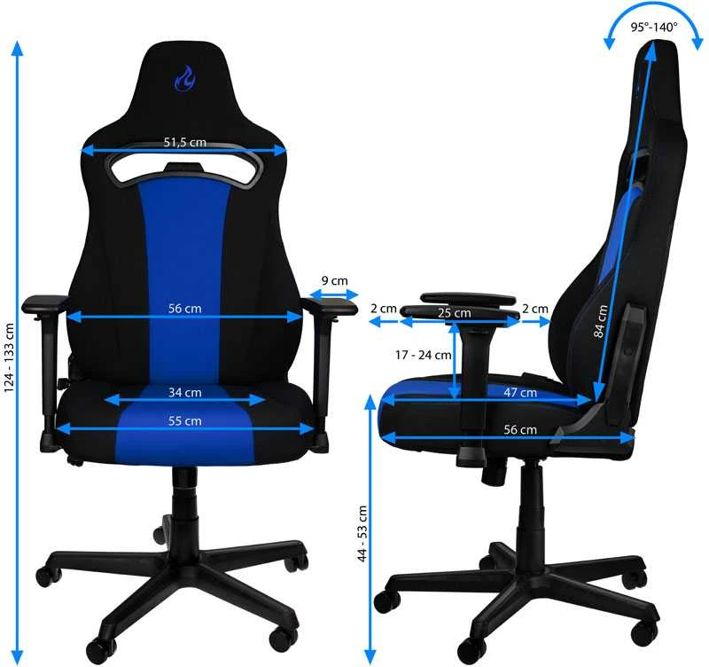 Žaidimų kėdė Nitro Concepts E250 Gaming Chair, Juoda-mėlyna