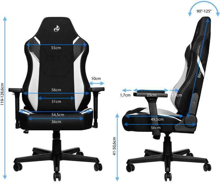 Žaidimų kėdė Nitro Concepts X1000 Gaming Chair, Juoda-balta