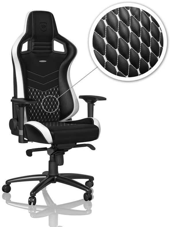 Žaidimų kėdė Noblechairs EPIC Real Leather Gaming Chair, Juoda-balta-raudona