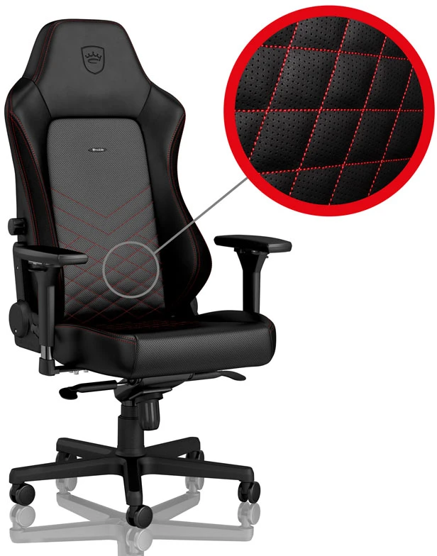 Žaidimų kėdė Noblechairs HERO PU-Leather Gaming Chair, Juoda-raudona